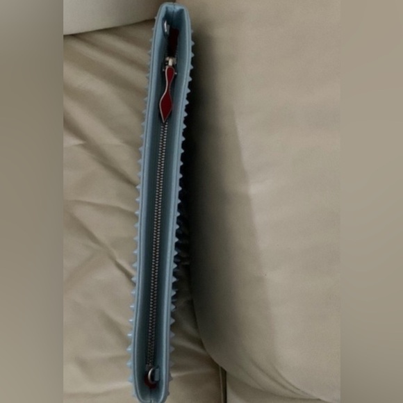 Auth CHRISTIAN LOUBOUTIN Purse LOUBIPOSH Spiked Crossbody Shoulder Bag Blue - Picture 8 of 13